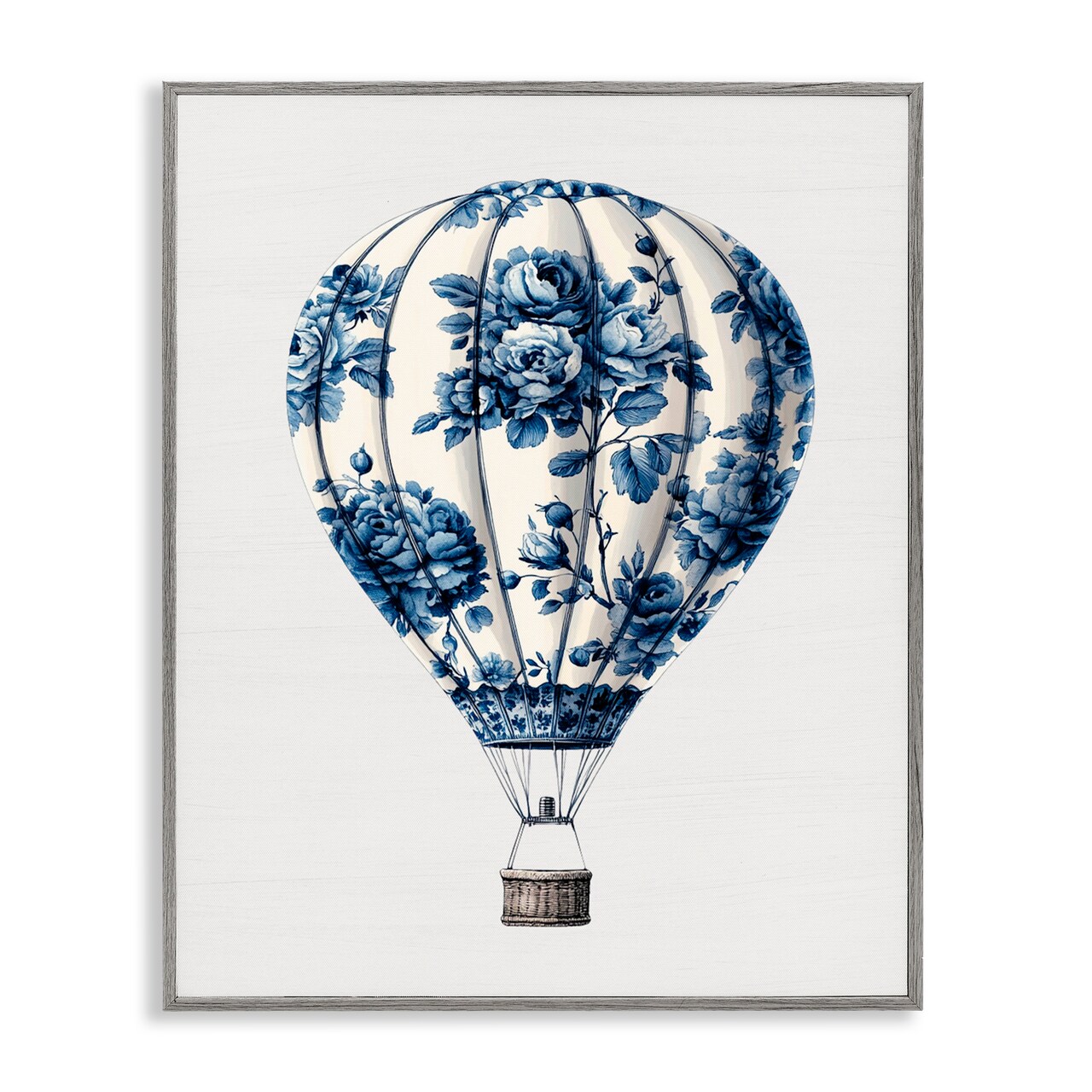 Stupell Industries Vintage Toile Hot Air Balloon Framed Giclee, design by Lettered and Lined